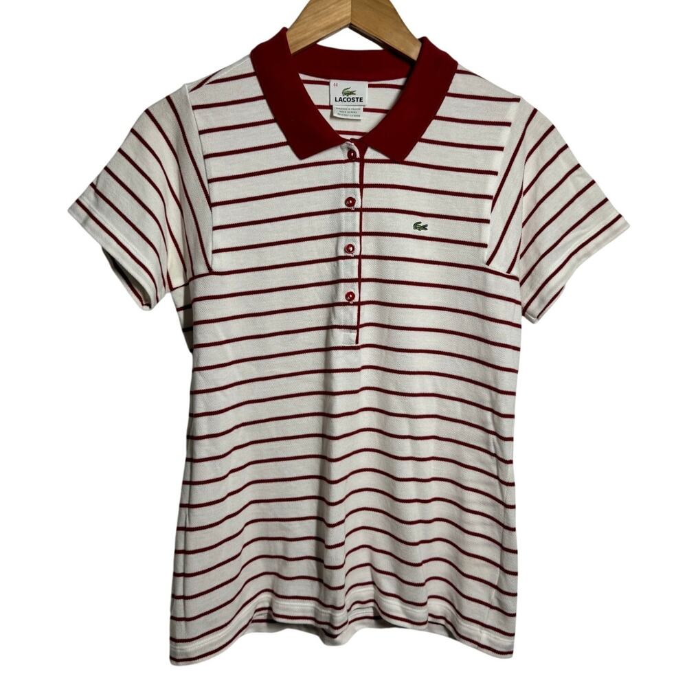 Lacoste Preppy Y2K Polo Shirt 44(12) Coastal Striped Patriotic Americana Cotton